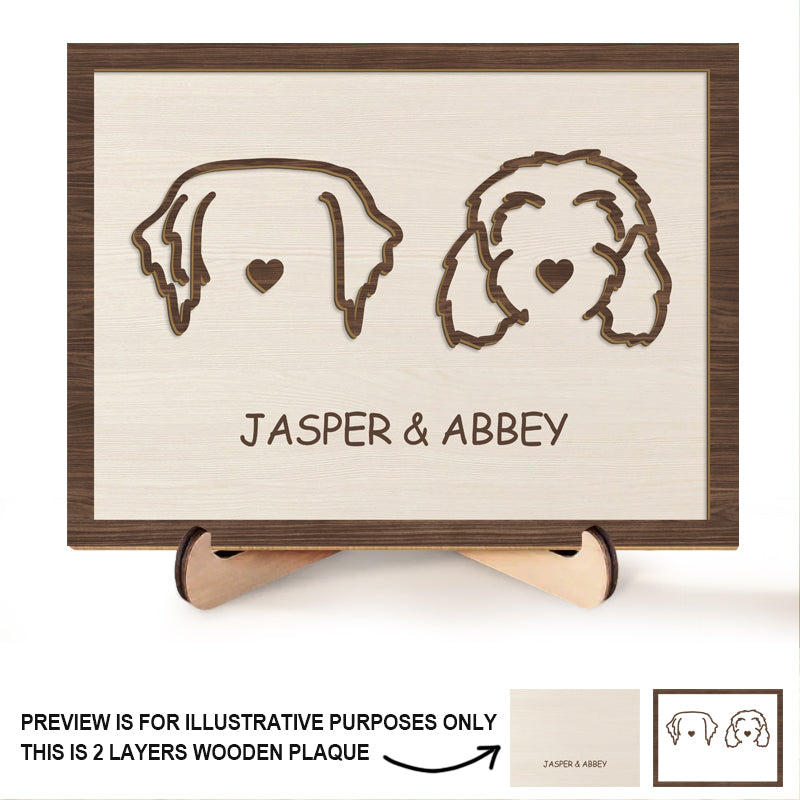 Custom Dog Ear Portrait - Personalized Wooden Sign - Unique Pet 2-Layered Wooden Plaque With Stand - Thoughtful Gift for Dog Lovers, Pet Owners