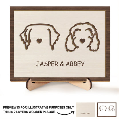 Custom Dog Ear Portrait - Personalized Wooden Sign - Unique Pet 2-Layered Wooden Plaque With Stand - Thoughtful Gift for Dog Lovers, Pet Owners