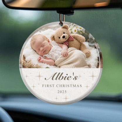 Personalized Baby’s First Christmas Ornament – Custom Photo with Name and Year – Gift for Babies and Families