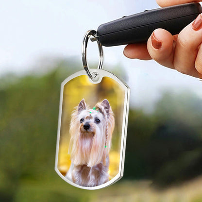 Custom Photo Please Be Brave Without Me-Personalized Keychain-Memorial Personalized Custom Keychain - Sympathy Gift For Pet Owners, Pet Lovers