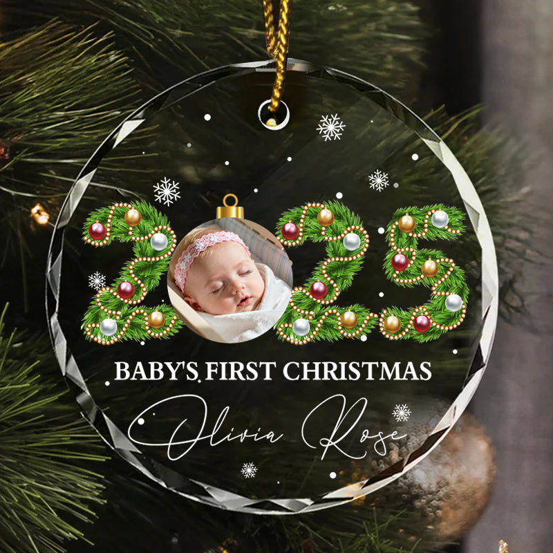 Personalized Baby Photo Ornament – Custom Glass Keepsake for Baby's First Christmas 2025