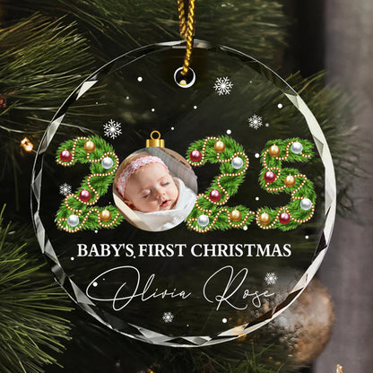 Personalized Baby Photo Ornament – Custom Glass Keepsake for Baby's First Christmas 2025
