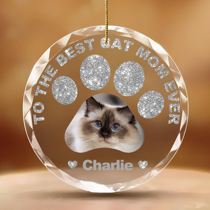 Custom Photo To the Best Pet Parent Ever – Gem-Inspired Round Ornament – Personalized Gift for Dog and Cat Lovers, Moms and Dads