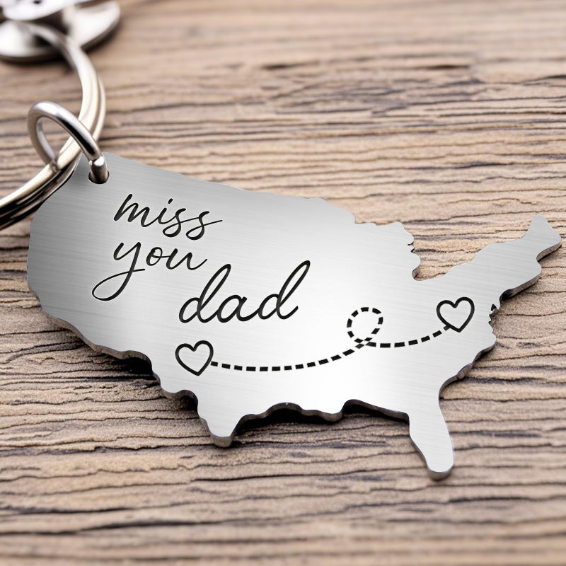 Custom Miss You Keychain – Personalized Keepsake Gift for Couples, Family, and Friends in Long Distance Relationships