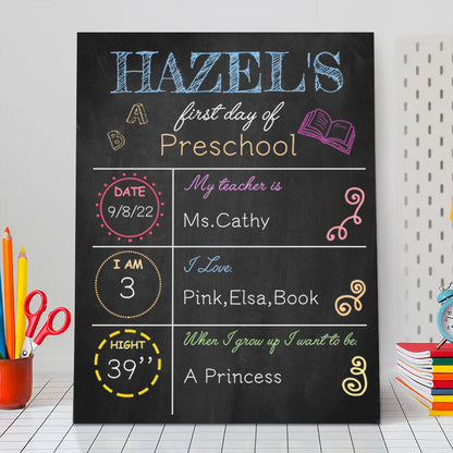 Custom Back to School Sign – Personalized Wooden Chalkboard for First Day of School Milestones, Gift for Kids