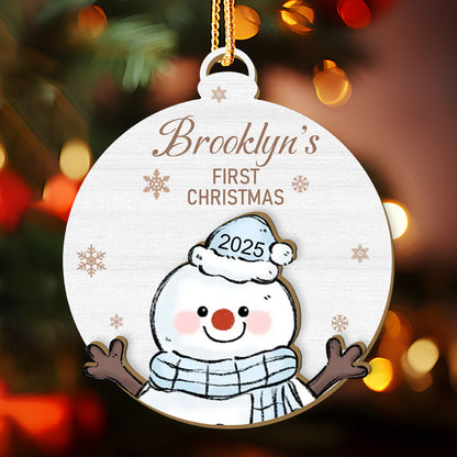 Custom “Baby’s First Christmas 2025” Wooden Ornament – Personalized Name & Character – Gift for Baby & Family