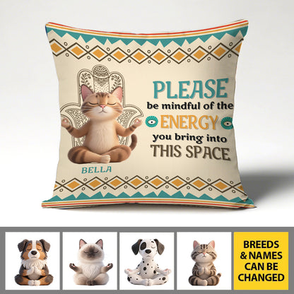 Personalized Pet Pillow with 3D Cat and Dog Yoga Figures and Custom Name – Unique Gift for Pet and Yoga Lovers