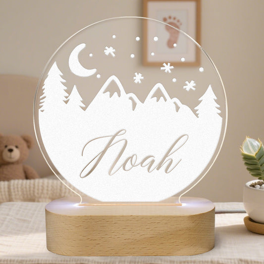 Personalized Round Baby Night Light – Custom Name Keepsake Lamp with Dreamy Background – Gift for Baby Showers, Newborns, or Nursery Decor