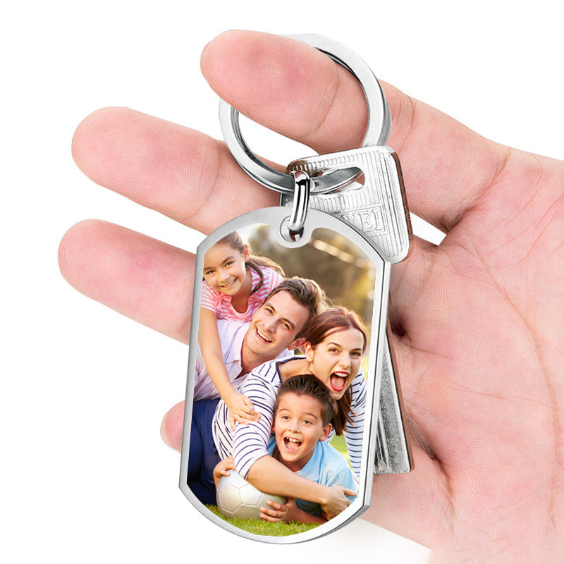 Custom Photo Our First Home – Personalized Keepsake Keychain with Coordinates for Families, Housewarmings, and New Beginnings