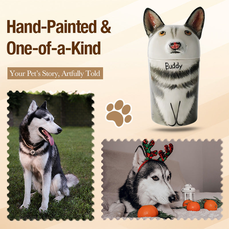 Custom Hand-Painted Ceramic Pet Urn-A Beautiful Tribute to Your Beloved Feline-Sympathy Gift For Pet Owners, Pet Lovers