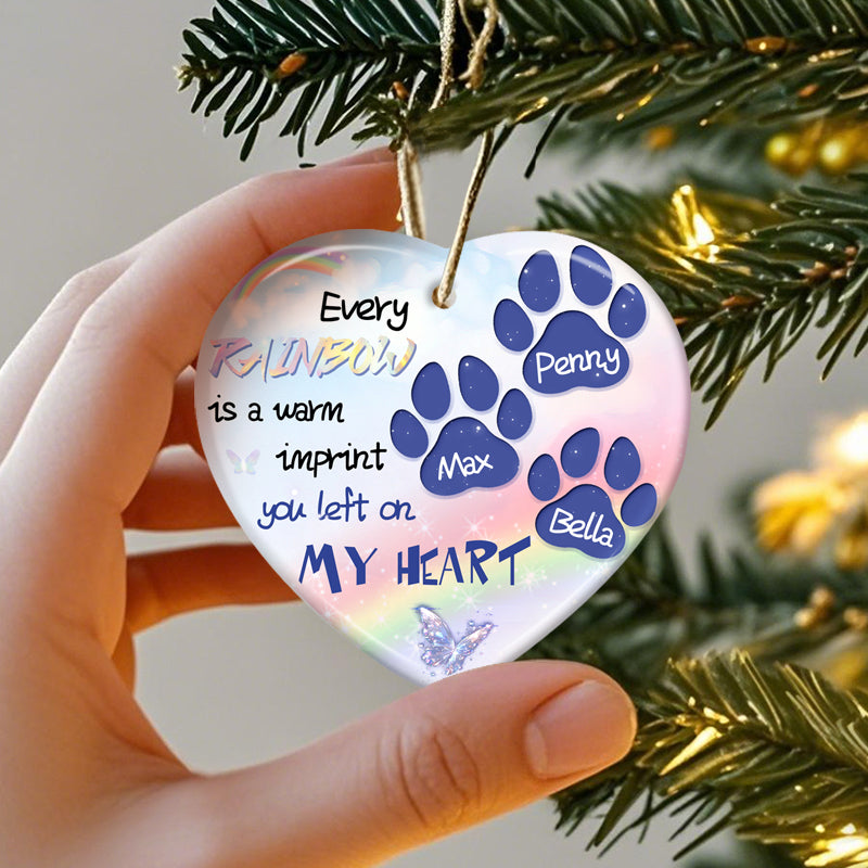 Custom Every Rainbow Is A Warm Imprint -Ceramic Heart Shaped-Sympathy Gift For Pet Owners, Pet Lovers