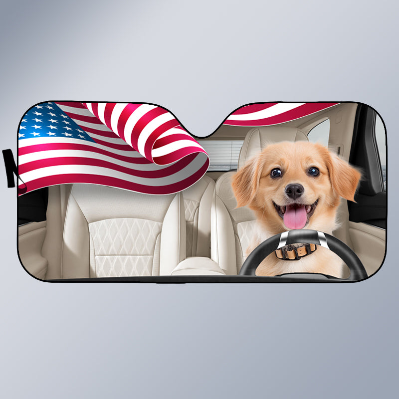 Custom Photo Happy Family Happy Trip - Pet Personalized Custom Auto Windshield Sunshade, Car Window Protector - Gift For Pet Owners, Pet Lovers