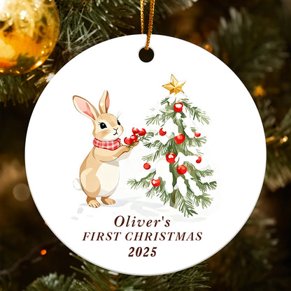 Our First Christmas Together 2025 – Personalized Ceramic Ornament with Custom Holiday Design, Name & Year – Family Keepsake Gift