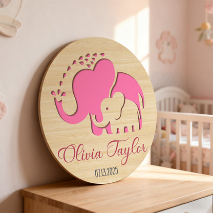 Custom Baby Name Plaque – Personalized Name and Birth Date Hanging Sign - Gift for the Nursery or Baby Shower