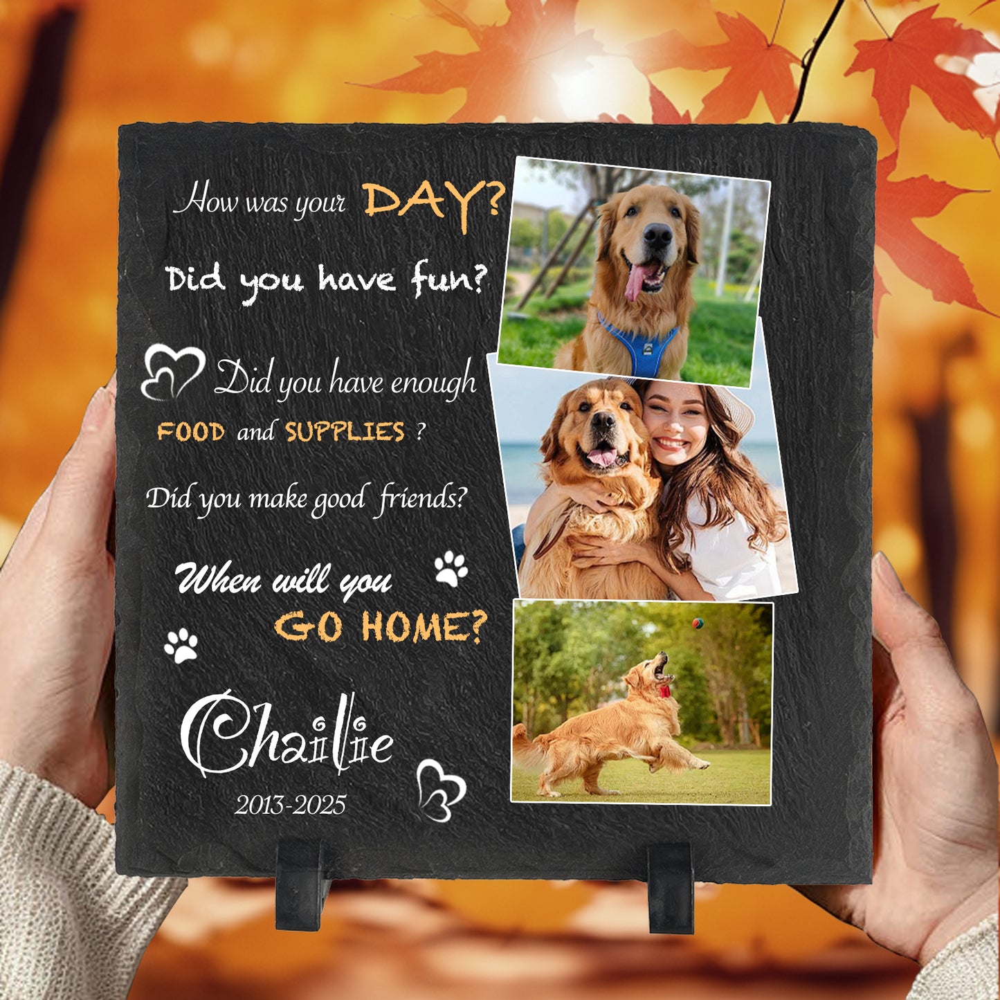 Custom Photo How Was Your Day - Pet Memorial Square-shaped Stone Custom - Sympathy Gift For Pet Owners, Pet Lovers