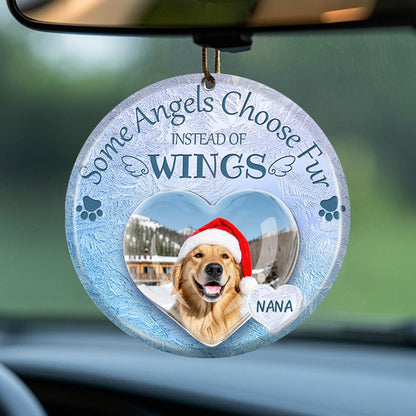 Custom Photo Some Angels Choose Fur Instead Of Wings-Ceramic Round Shaped-Sympathy Gift For Pet Owners, Pet Lovers
