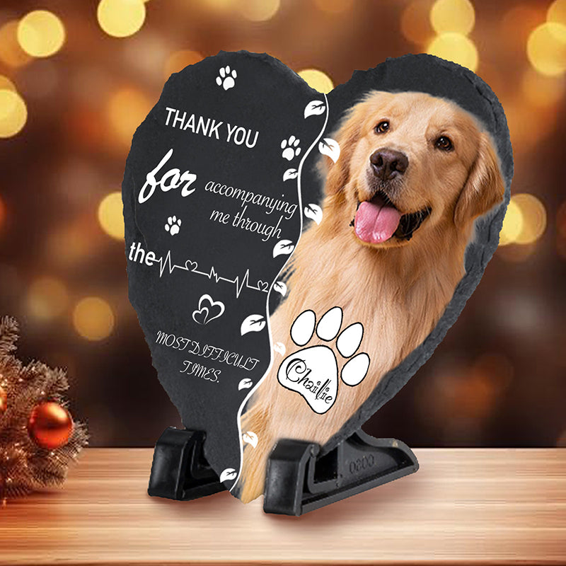 Custom Photo Thank You for Accompanying me! Pet Memorial Heart-shaped Stone Custom pet loss - Sympathy Gift For Pet Owners, Pet Lovers