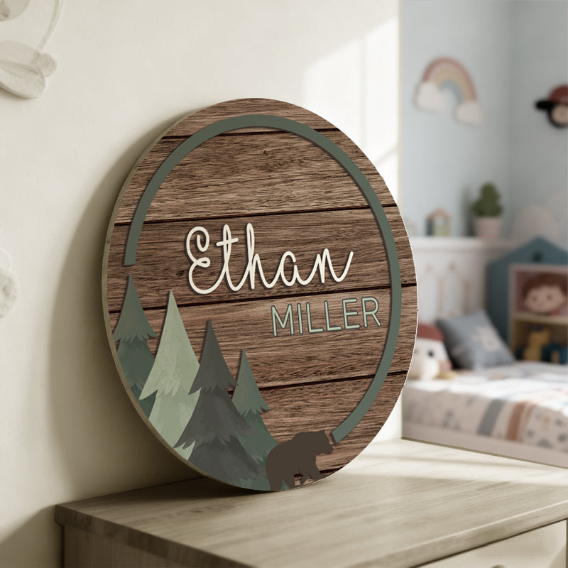 Personalized Baby Name Wooden Sign – Custom Floral Design for Nursery, Hospital Door, or Baby Shower Gift