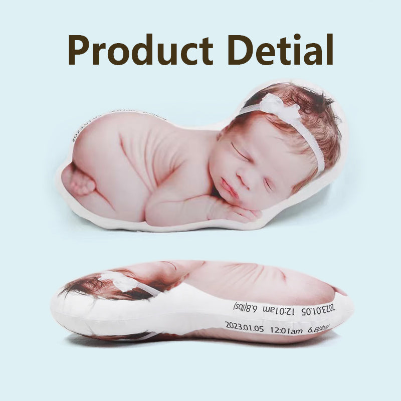 Personalized Baby Photo Pillow – Custom Keepsake with Your Baby’s Photo & Birth Details – Gift for New Parents or Nursery