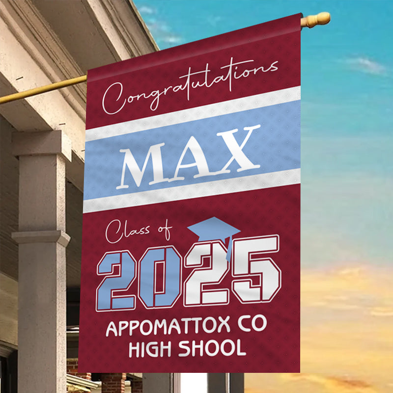 Custom Graduation Flag – Personalized with Name & School | Class of 2025 Gift for Graduate, Son, Daughter or Friend