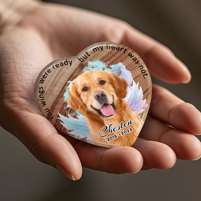 Custom Photo Your Wings Were Ready But My Heart Was Not-Ceramic Heart Shaped-Sympathy Gift For Pet Owners, Pet Lovers