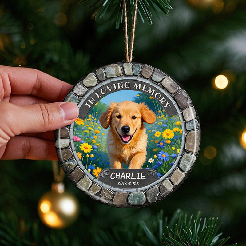 Custom Photo In Loving Memory-Ceramic Round Shaped-Sympathy Gift For Pet Owners, Pet Lovers