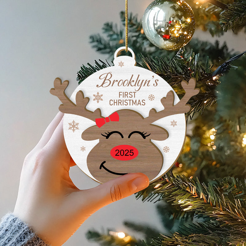 Custom “Baby’s First Christmas 2025” Wooden Ornament – Personalized Name & Character – Gift for Baby & Family