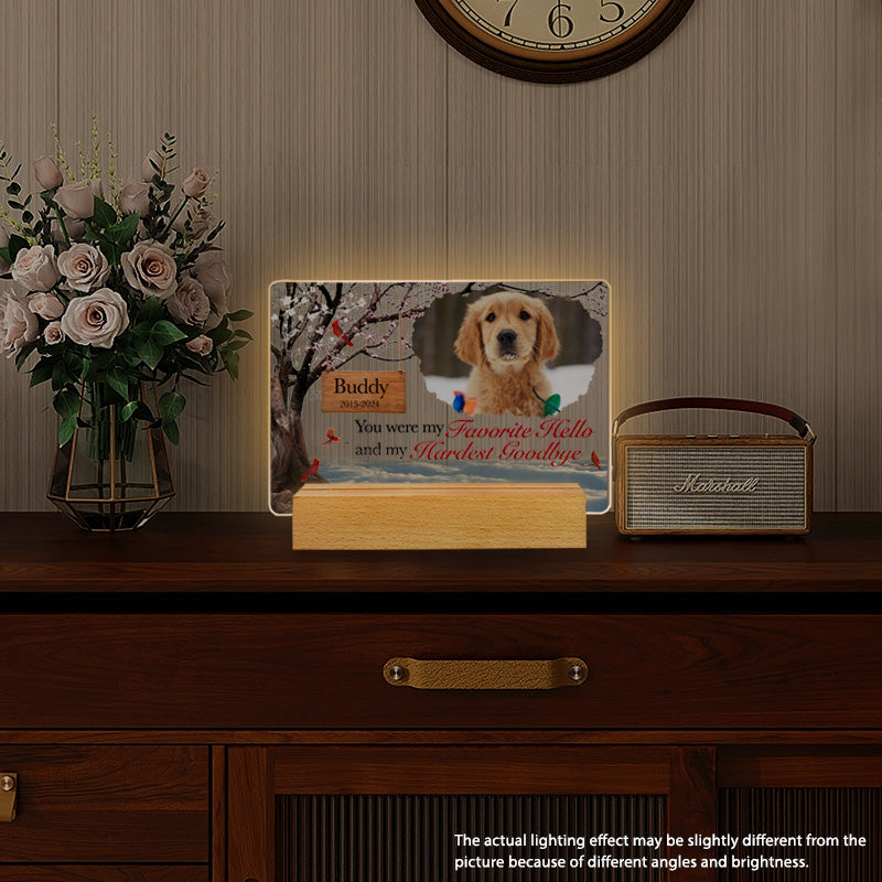 Custom Photo You Were My Favorite Hello And My Hardest Goodbye. Personalized Pet Memorial Acrylic Night Light-Sympathy Gift For Pet Owners, Pet Lovers
