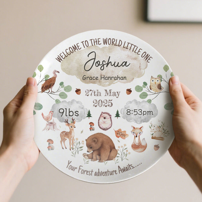 Custom Baby Birth Announcement Plate – Personalized Ceramic Keepsake with Name & Birth Details – Gift for New Parents, Baby Arrival, or Christening
