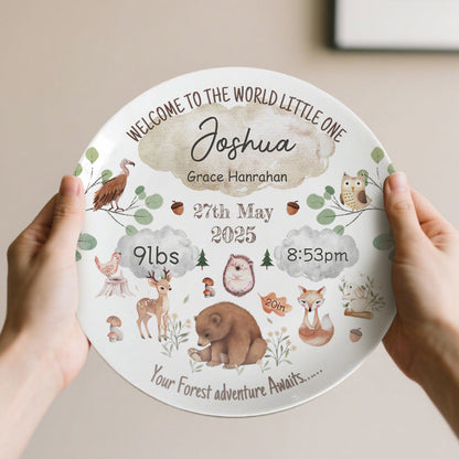 Custom Baby Birth Announcement Plate – Personalized Ceramic Keepsake with Name & Birth Details – Gift for New Parents, Baby Arrival, or Christening