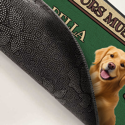 Custom Photo Visitors Must Pass Cuteness Test - Dog & Cat Personalized Custom Home Decor Decorative Mat - House Warming Gift For Pet Owners, Pet Lovers