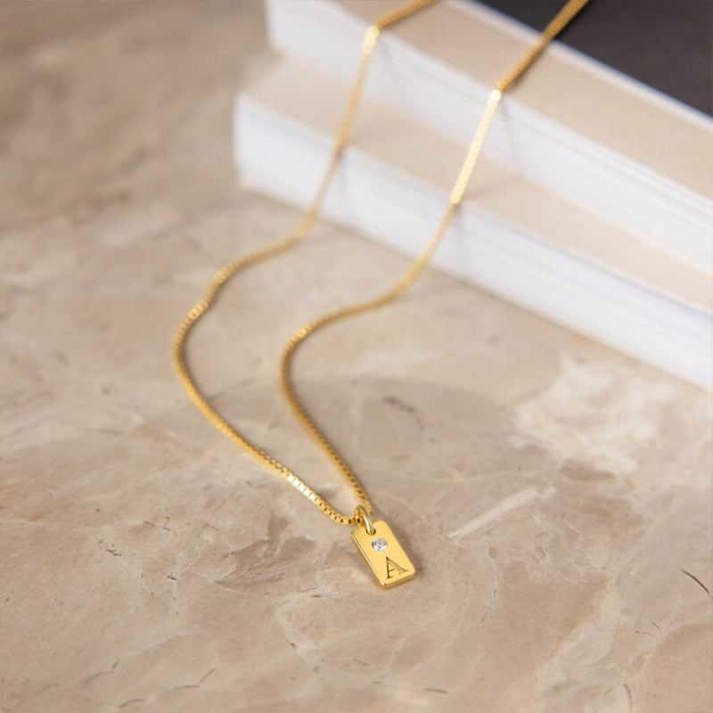 Custom Birthstone Initial Necklace – Personalized Family Letter Charm – Gift for Moms, Kids & Loved Ones
