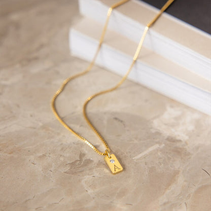 Custom Birthstone Initial Necklace – Personalized Family Letter Charm – Gift for Moms, Kids & Loved Ones