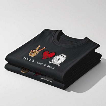 Custom Peace Love Dog - Personalized Custom Unisex T-shirt - Gift For Pet Owners, Pet Lovers,Dog Owners, Dog Lovers