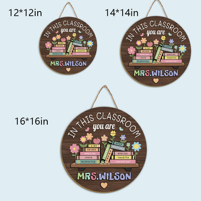 Custom “In This Classroom” Round Wooden Sign – Personalized Teacher Name – Perfect Back to School & Teacher Appreciation Gift