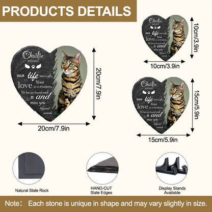 Custom Photo Your Life Was A gift- Pet Memorial Heart-shaped Stone Custom - Sympathy Gift For Pet Owners, Pet Lovers