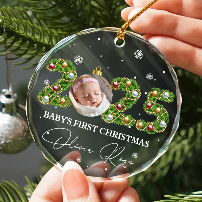 Personalized Baby Photo Ornament – Custom Glass Keepsake for Baby's First Christmas 2025