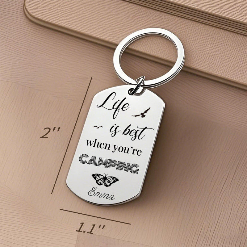 Custom Camping Keychain – “Keys to the Camper” Personalized Gift for RV Lovers, Campers, or Outdoor Enthusiasts