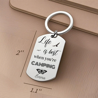 Custom Camping Keychain – “Keys to the Camper” Personalized Gift for RV Lovers, Campers, or Outdoor Enthusiasts