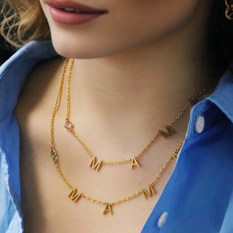 Personalized Letter Necklace with Birthstone – Custom Minimalist Jewelry Gift for Loved Ones