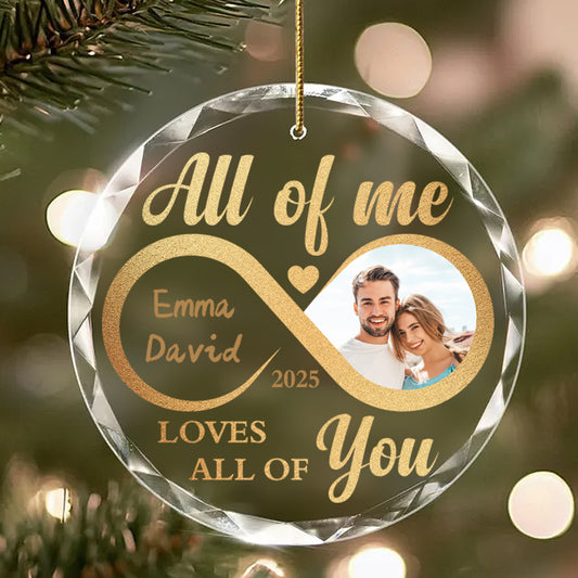 Personalized Couple Infinity Ornament – Custom Glass Keepsake with Photo, Names & Date – Romantic Gift for Anniversary, Wedding, or First Christmas