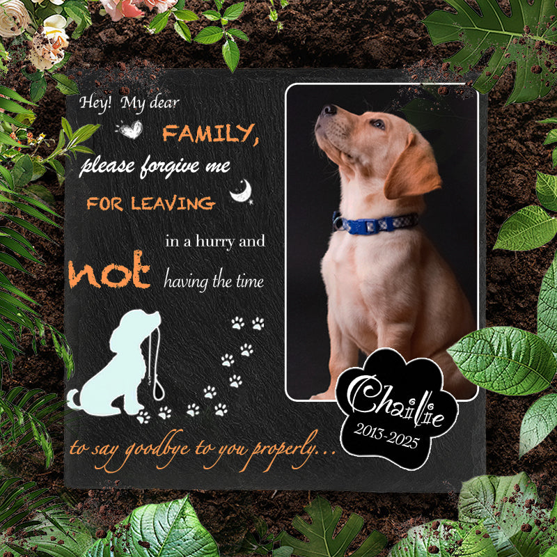 Custom Photo Hey My Dear Family - Pet Memorial Square-shaped Stone Custom - Sympathy Gift For Pet Owners, Pet Lovers