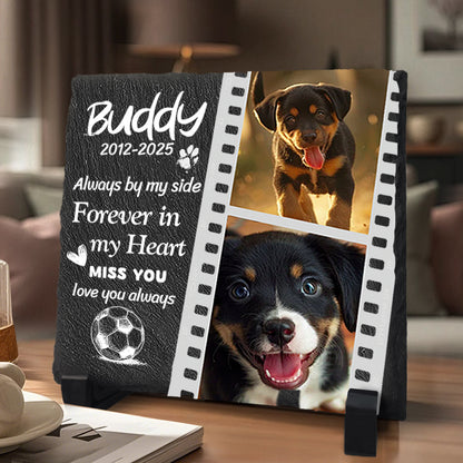 Custom Photo Always By My Side - Pet Memorial Square-shaped Stone Custom - Sympathy Gift For Pet Owners, Pet Lovers