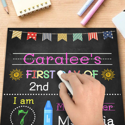 Custom Back to School Sign – Personalized Wooden Chalkboard with Custom Grade for First Day Milestones, Gift for Kids