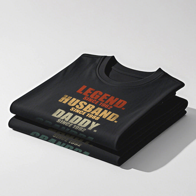 Legend Husband Daddy Grandpa - Family Personalized Custom Unisex T-shirt - Gift For Dad, Grandpa