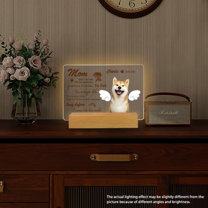 Custom Photo Mom Don't Be Sad For Me Anymore. Personalized Pet Memorial Acrylic Night Light-Sympathy Gift For Pet Owners, Pet Lovers