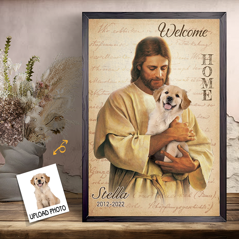 Custom Photo Welcome Home- Pets Personalized Custom Horizontal Poster/Canvas - Sympathy Gift For Pet Owners, Pet Lovers