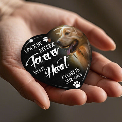 Custom Photo Once By My Side Forever In My Heart-Ceramic Heart Shaped-Sympathy Gift For Pet Owners, Pet Lovers