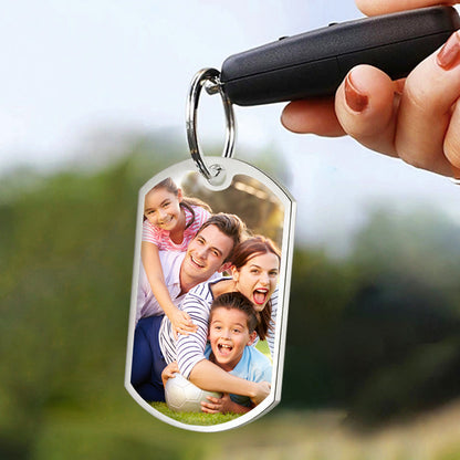 Custom Photo Our First Home – Personalized Keepsake Keychain with Coordinates for Families, Housewarmings, and New Beginnings