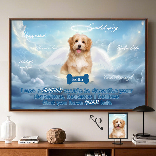 Custom Photo I Use A Hundred Words To Describe Your Departure- Pets Personalized Custom Horizontal Poster/Canvas - Sympathy Gift For Pet Owners, Pet Lovers